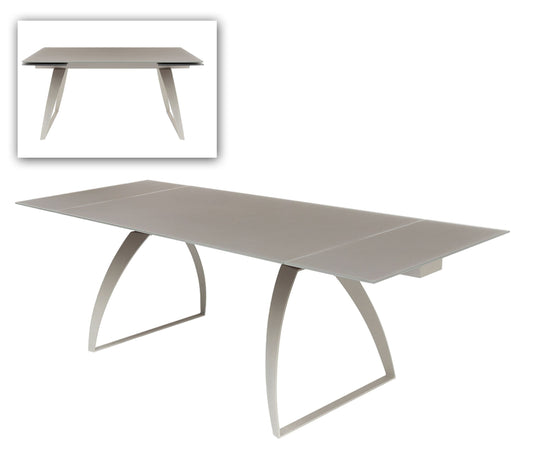 Modrest Pittson - Modern Extendable Grey Glass Dining Table | Modishstore | Dining Tables