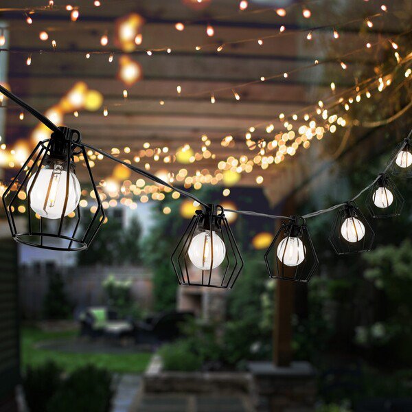 Safavieh Bowne Led Outdoor String Lights - Black | Lightbulbs | Modishstore