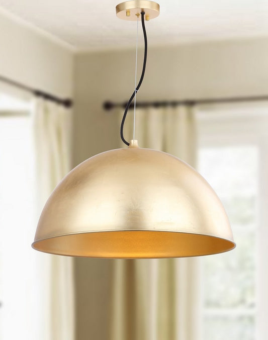 Safavieh Archer Dome 21-Inch Dia Adjustable Pendant - Gold Leaf | Pendant Lamps | Modishstore