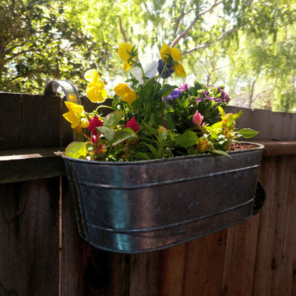 Wall/Railing/Deck Planters Zinc Finish, Oblong, Set of 10-8