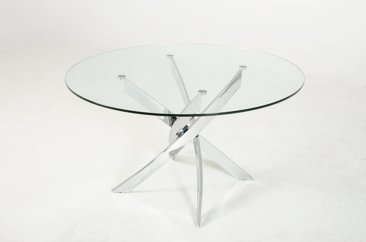 Modrest Pyrite Modern Round Glass Dining Table | Modishstore | Dining Tables-2