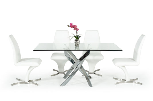 Modrest Pyrite Modern Rectangular Glass Dining Table | Modishstore | Dining Tables
