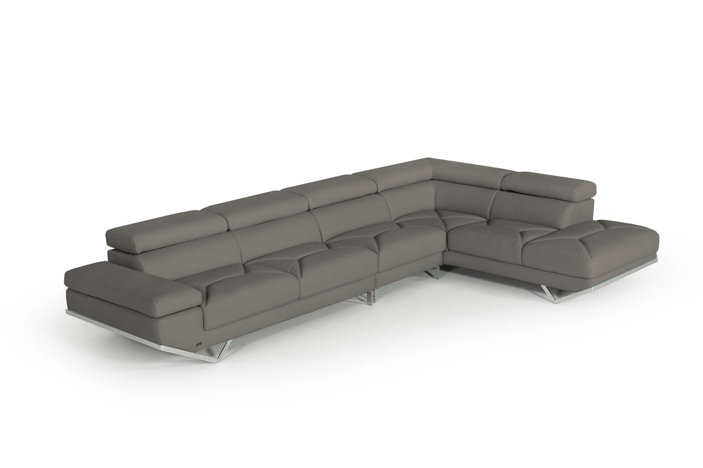 Divani Casa Quebec - Modern Dark Grey Teco Leather Sectional Sofa | Modishstore | Sofas-4