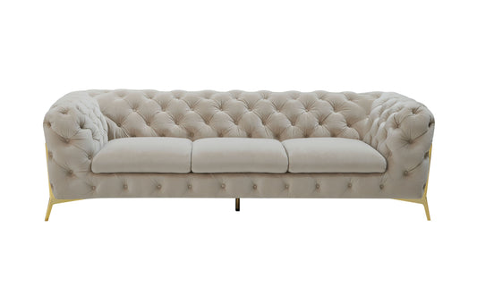 Divani Casa Quincey - Transitional Beige Velvet Sofa | Sofas | Modishstore
