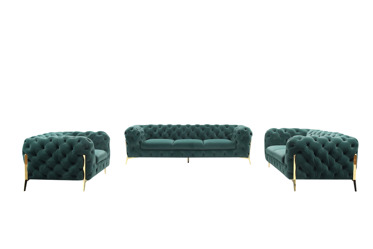 Divani Casa Quincey - Transitional Emerald Green Velvet Sofa Set | Sofas | Modishstore - 2