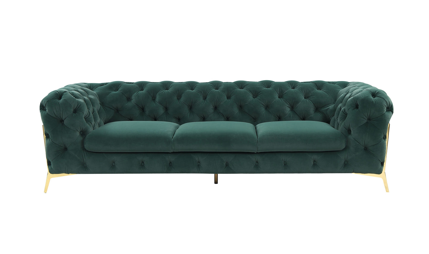 Divani Casa Quincey - Transitional Emerald Green Velvet Sofa | Sofas | Modishstore