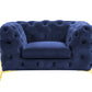 Divani Casa Quincey - Transitional Blue Velvet Chair | Lounge Chairs | Modishstore