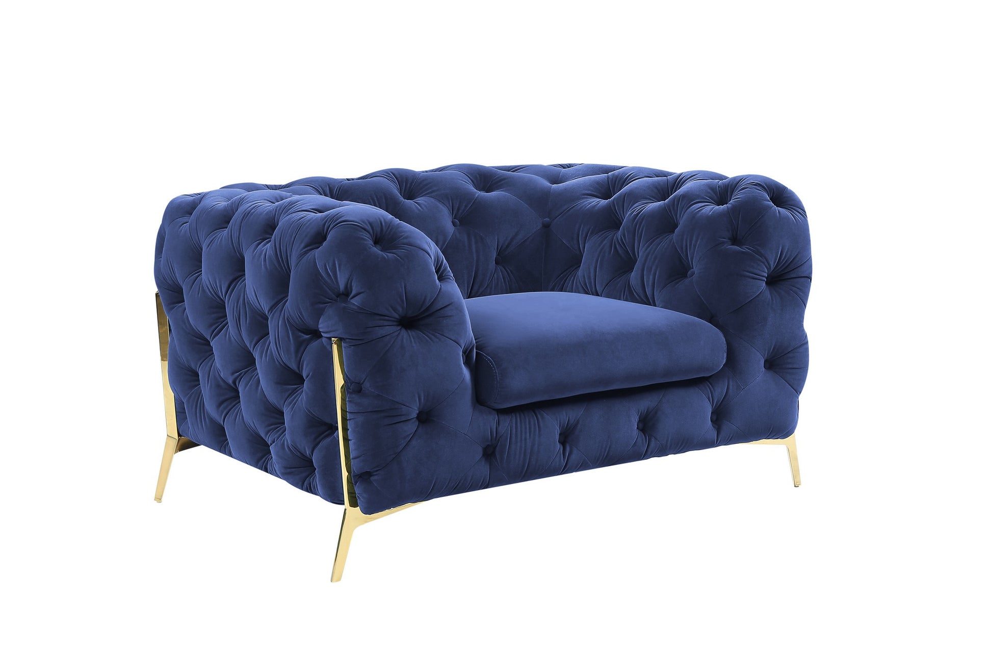 Divani Casa Quincey - Transitional Blue Velvet Sofa Set | Sofas | Modishstore - 9