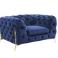 Divani Casa Quincey - Transitional Blue Velvet Chair | Lounge Chairs | Modishstore - 2