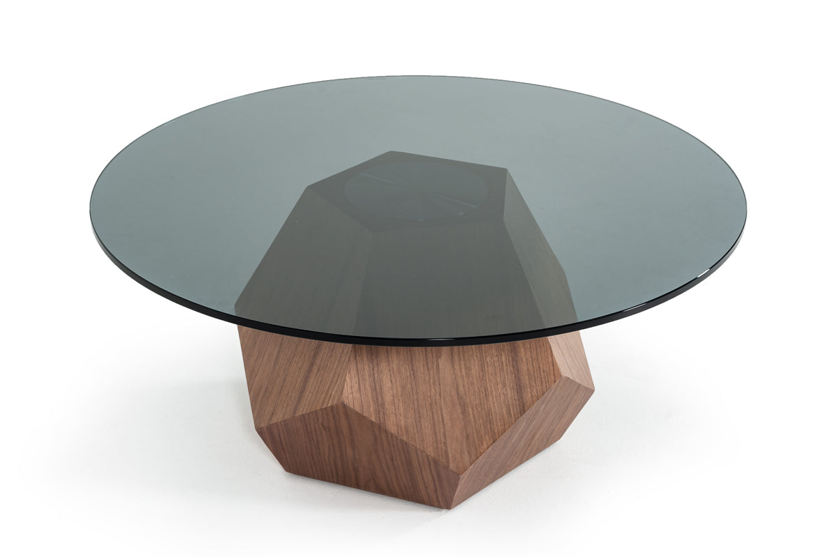Modrest Rackham Modern Walnut & Smoked Glass Coffee Table-2