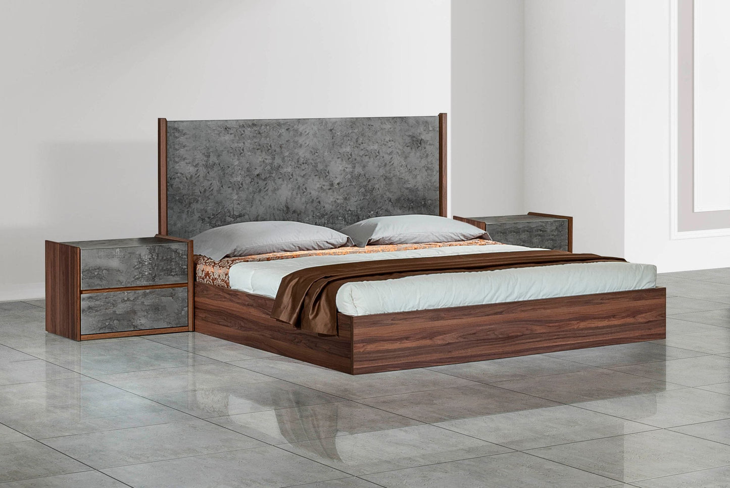 Nova Domus Rado - Modern Walnut & Volcanic Slate Bed | Beds | Modishstore - 4