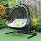 Renava San Juan Outdoor Black & Beige Hanging Chair | Modishstore | Outdoor Recliners & Lounge Chairs