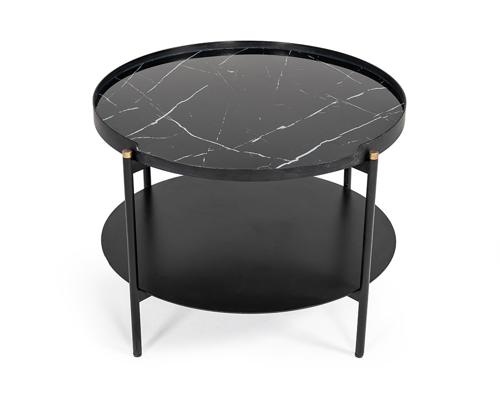 Modrest Randal Modern Round Black Metal Coffee Table-2