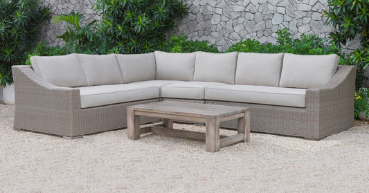Renava Pacifica Outdoor Beige Sectional Sofa Set | Modishstore | Outdoor Sofas, Loveseats & Sectionals