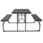 Insta-Fold Charcoal Wood Grain Folding Picnic Table And Benches By Flash Furniture | Outdoor Tables | Modishstore - 3
