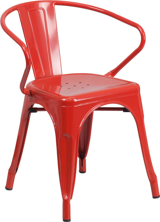 Flash Furniture Metal Indoor-Outdoor Chair With Arms | Outdoor Chairs | Modishstore - 5