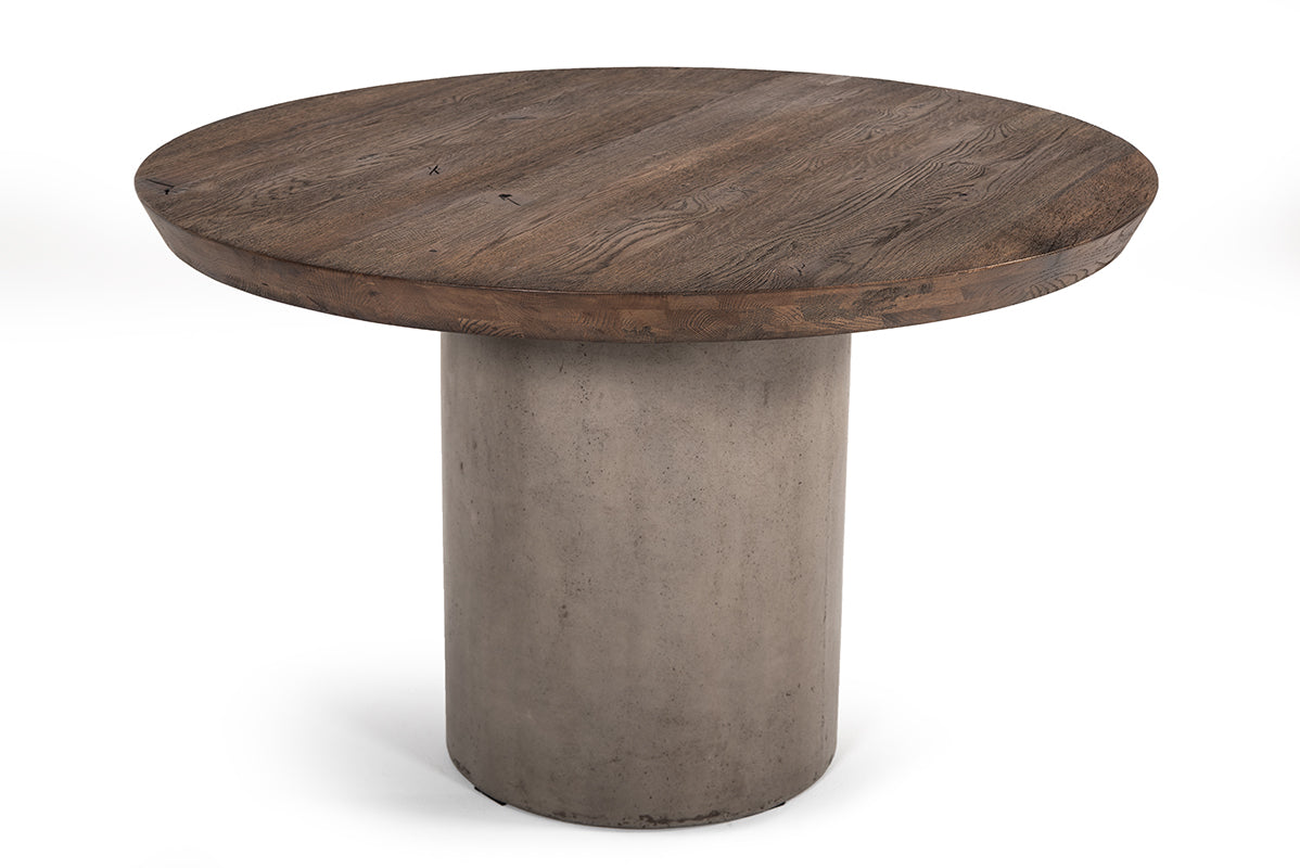 Modrest Renzo Modern Round Oak & Concrete Dining Table-3