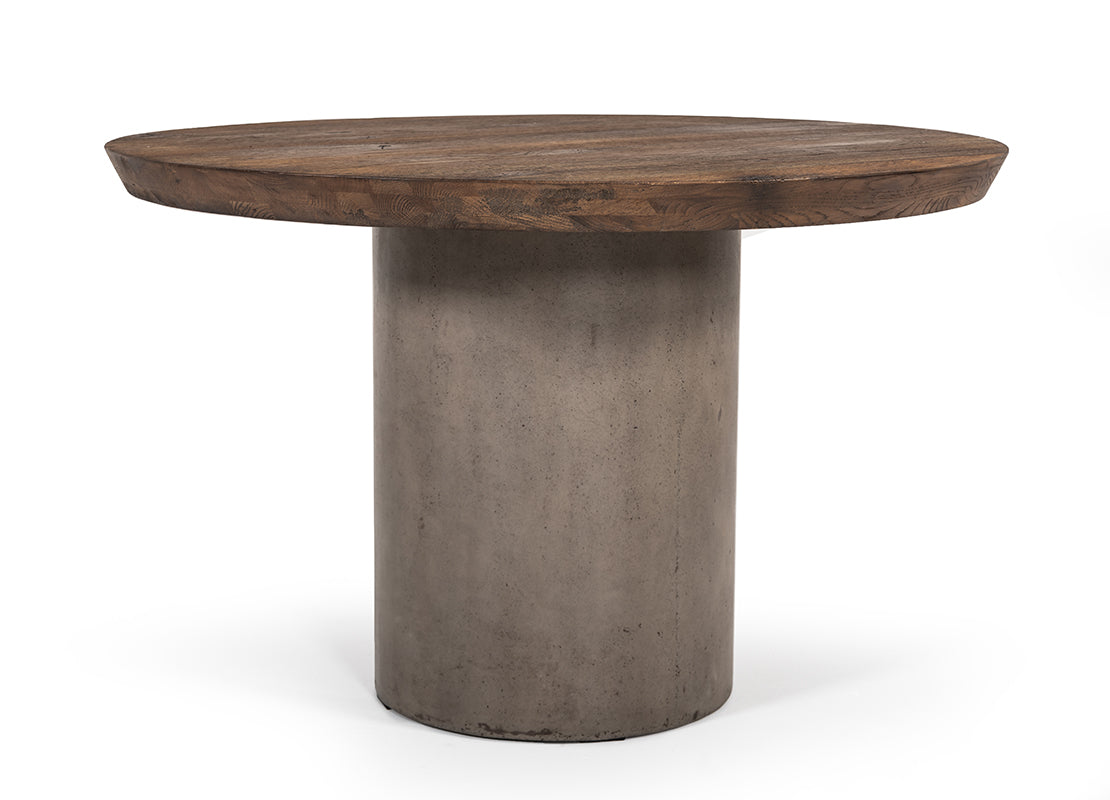 Modrest Renzo Modern Round Oak & Concrete Dining Table-2