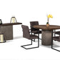 Modrest Renzo Modern Round Oak & Concrete Dining Table-4