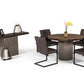 Modrest Renzo Modern Round Oak & Concrete Dining Table | Modishstore | Dining Tables