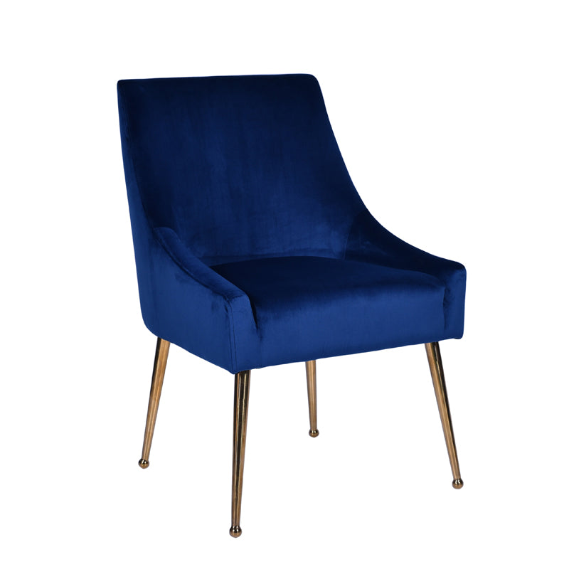 Modrest Castana Modern Blue Velvet & Gold Dining Chair (Set of 2) | Modishstore | Dining Chairs