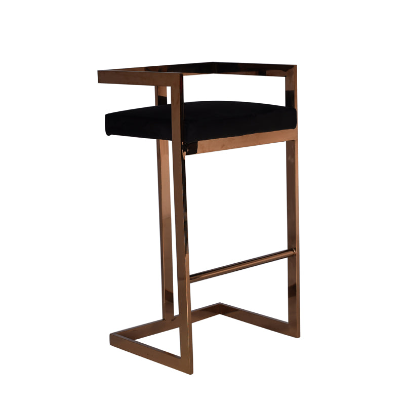 Vig Furniture Modrest Halifax Modern Black Leatherette & Rosegold Bar Stool | Modishstore | Bar Stools