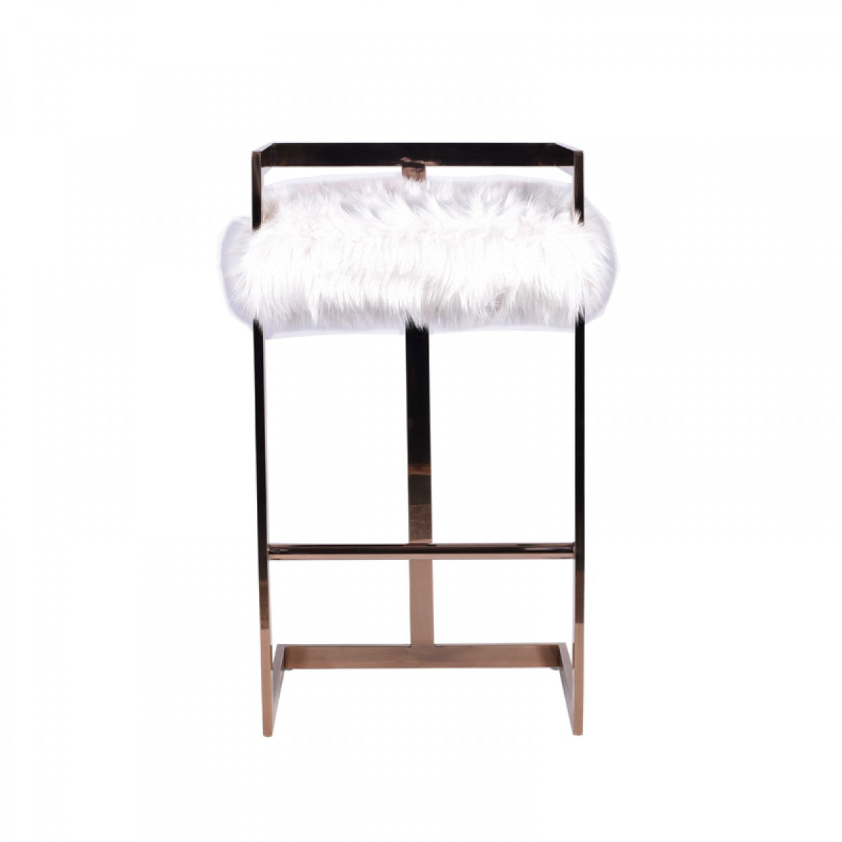 Vig Furniture Modrest Halifax Modern White Faux Fur & Rosegold Bar Stool | Modishstore | Bar Stools-2