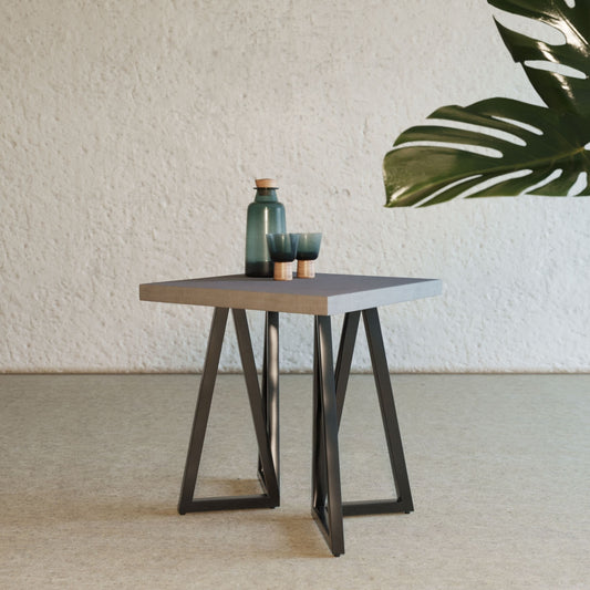 Modrest Richmond Modern Concrete & Black Metal End Table | Modishstore | End Tables