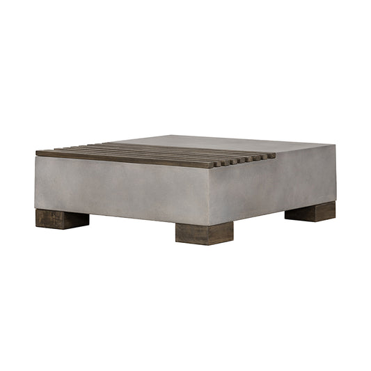 Modrest Delaware Modern Concrete & Acacia Square Coffee Table | Coffee Tables | Modishstore