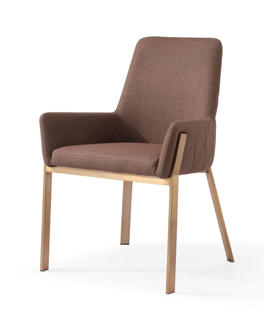 Modrest Robin - Modern Brown & Brass Dining Chair | Modishstore | Dining Chairs