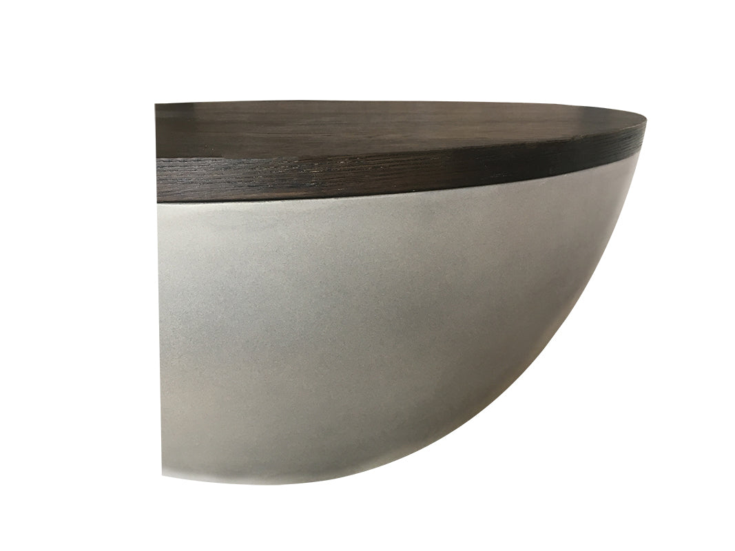 Modrest Marie Modern Concrete & Brown Oak Round Coffee Table-3