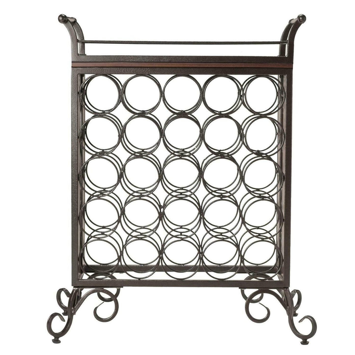 Silvano Wine Rack 5x5 with Removable Tray, Dark Bronze By Winsome Wood