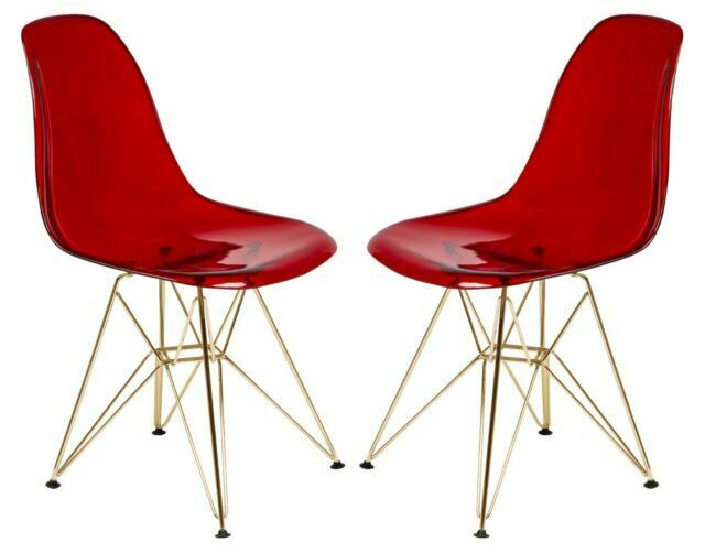 LeisureMod Cresco Molded Eiffel Side Chair with Gold Base, Set of 2 | Side Chairs | Modishstore - 2