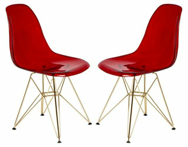 LeisureMod Cresco Molded Eiffel Side Chair with Gold Base, Set of 2 | Side Chairs | Modishstore - 2