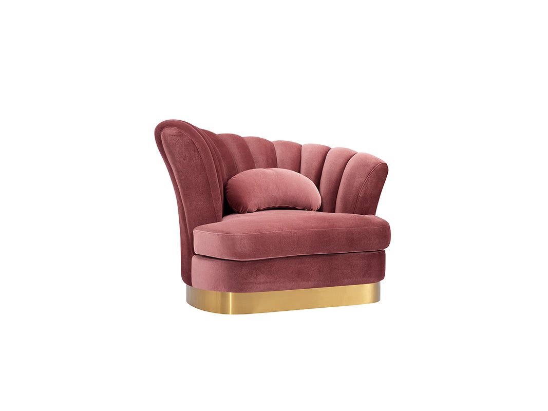 Divani Casa Arvada Modern Pink Velvet Lounge Chair | Modishstore | Lounge Chairs
