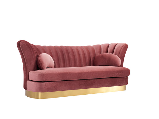 Divani Casa Arvada Modern Pink Velvet & Gold Sofa | Modishstore | Lounge Chairs