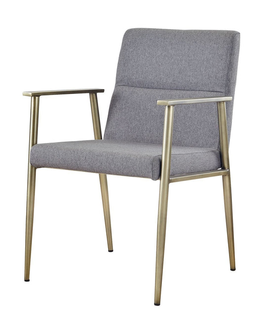 Modrest Sabri - Contemporary Grey & Antique Brass Arm Dining Chair | Modishstore | Dining Chairs