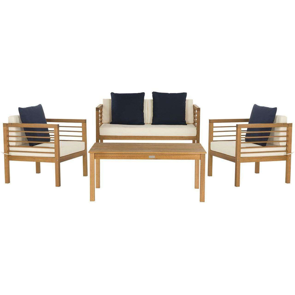 Safavieh Alda 4 Pc Outdoor Set With Accent Pillows | Outdoor Sofas, Loveseats & Sectionals |  Modishstore 