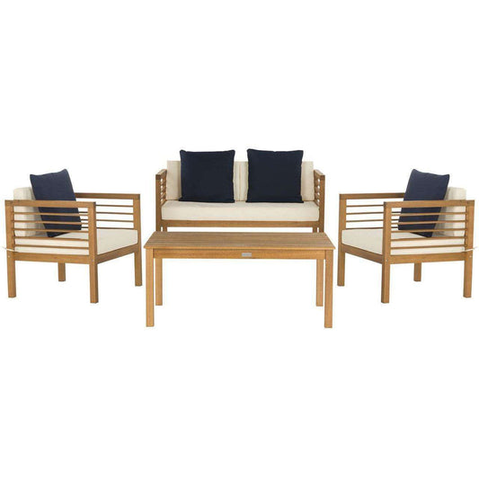 Safavieh Alda 4 Pc Outdoor Set With Accent Pillows | Outdoor Sofas, Loveseats & Sectionals |  Modishstore 
