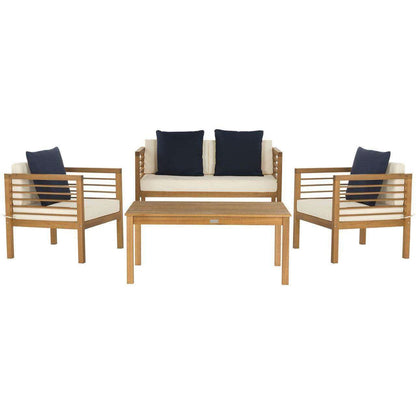 Safavieh Alda 4 Pc Outdoor Set With Accent Pillows | Outdoor Sofas, Loveseats & Sectionals | Modishstore - 1