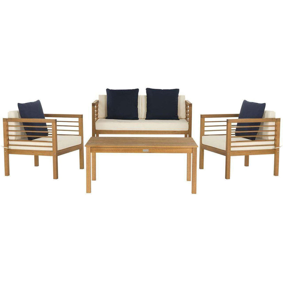 Safavieh Alda 4 Pc Outdoor Set With Accent Pillows | Outdoor Sofas, Loveseats & Sectionals | Modishstore - 1
