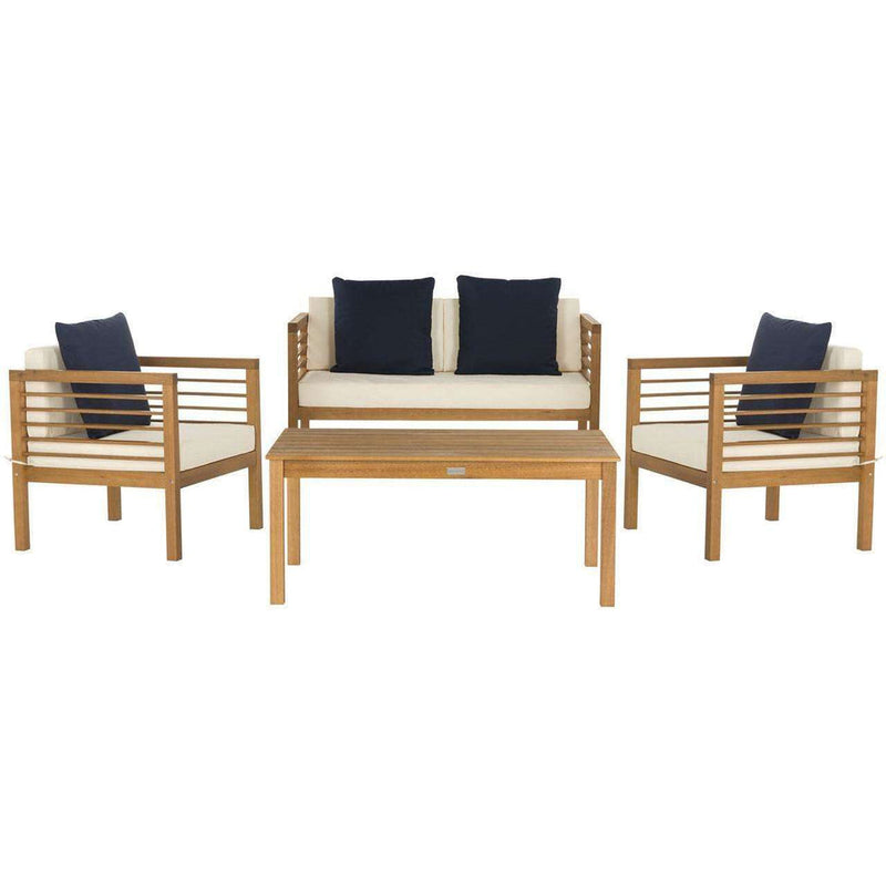 Safavieh Alda 4 Pc Outdoor Set With Accent Pillows | Outdoor Sofas, Loveseats & Sectionals | Modishstore - 1
