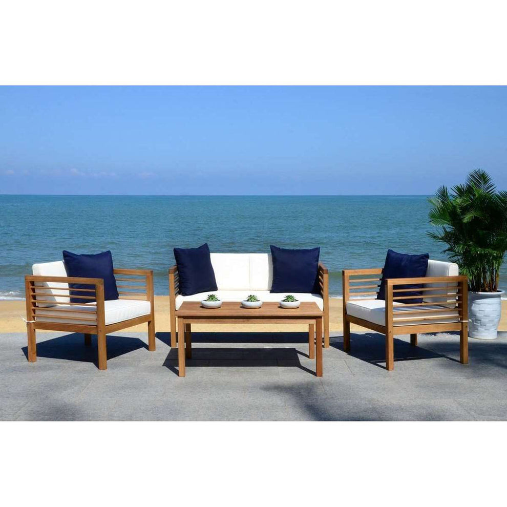 Safavieh Alda 4 Pc Outdoor Set With Accent Pillows | Outdoor Sofas, Loveseats & Sectionals | Modishstore - 2