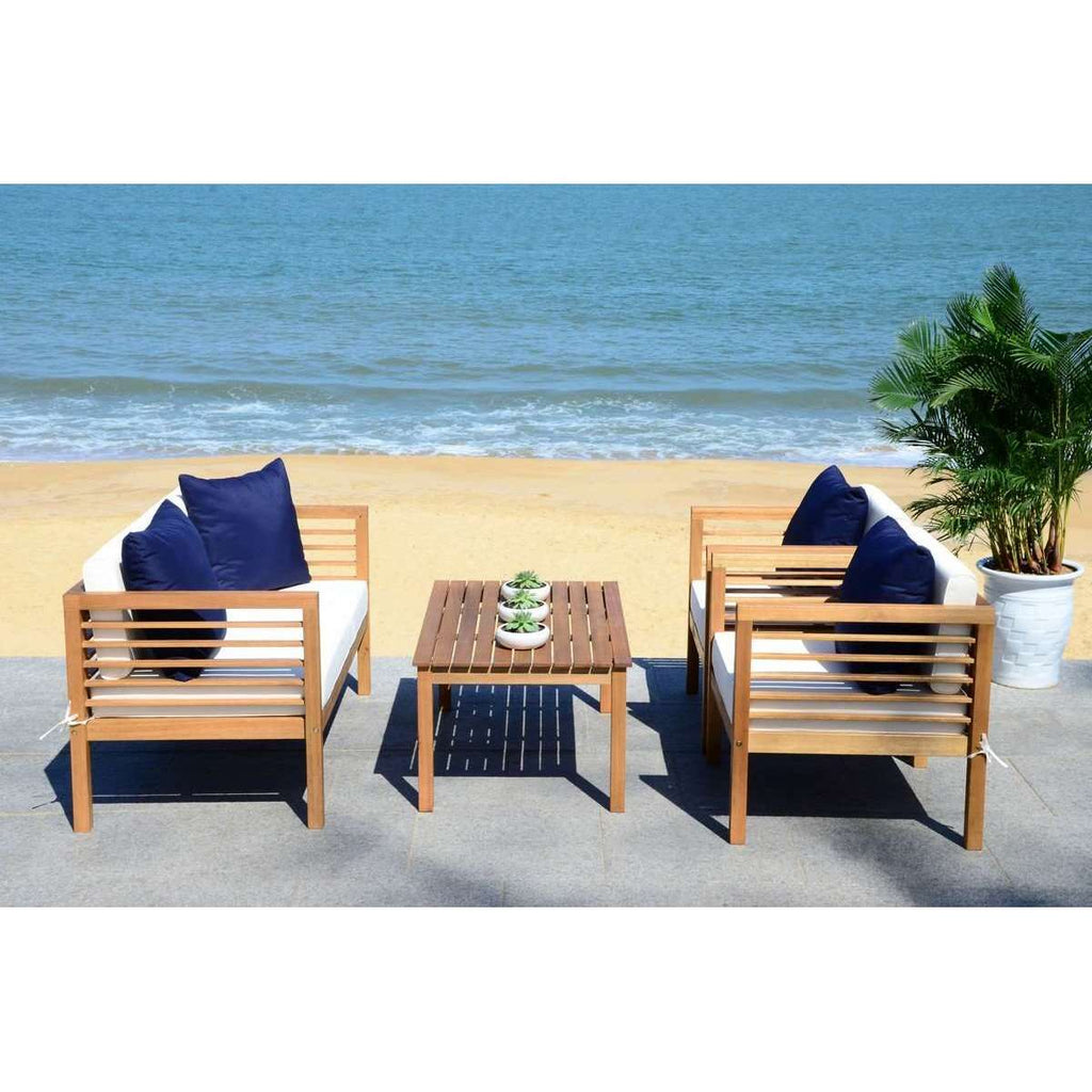 Safavieh Alda 4 Pc Outdoor Set With Accent Pillows | Outdoor Sofas, Loveseats & Sectionals |  Modishstore  - 3