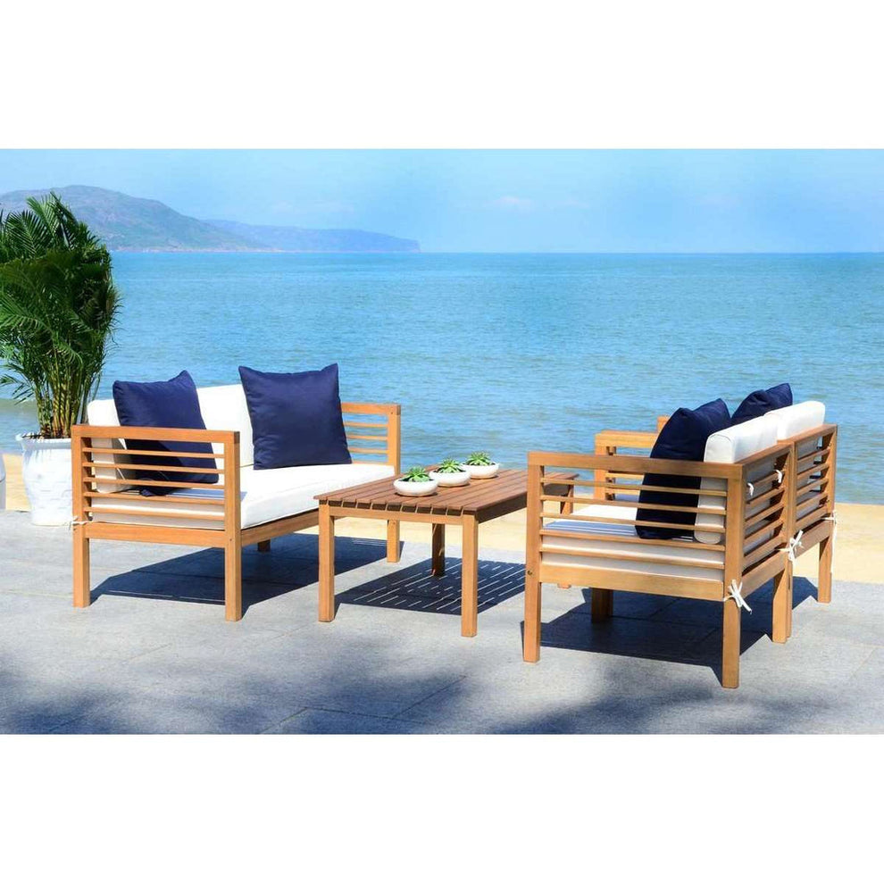 Safavieh Alda 4 Pc Outdoor Set With Accent Pillows | Outdoor Sofas, Loveseats & Sectionals | Modishstore - 4