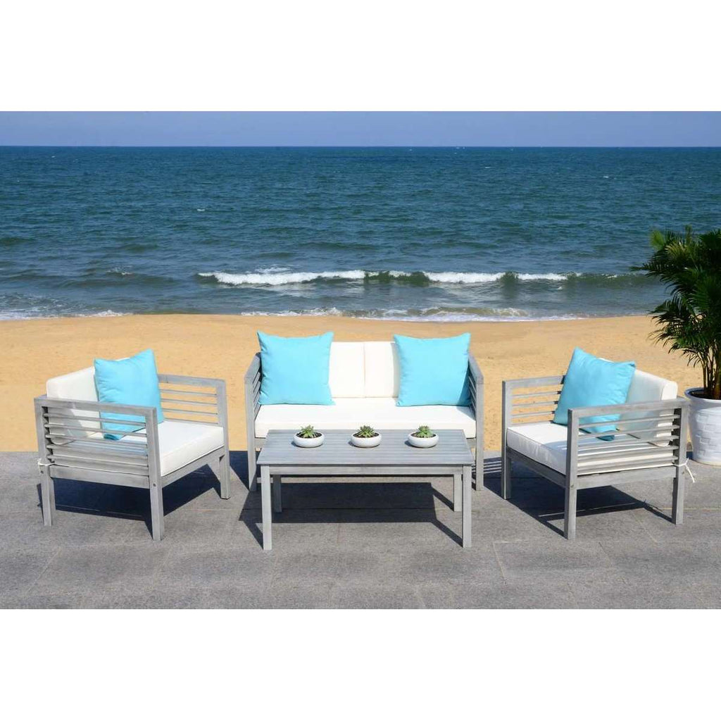 Safavieh Alda 4 Pc Outdoor Set With Accent Pillows | Outdoor Sofas, Loveseats & Sectionals |  Modishstore  - 7