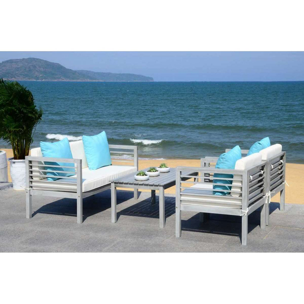 Safavieh Alda 4 Pc Outdoor Set With Accent Pillows | Outdoor Sofas, Loveseats & Sectionals |  Modishstore  - 8
