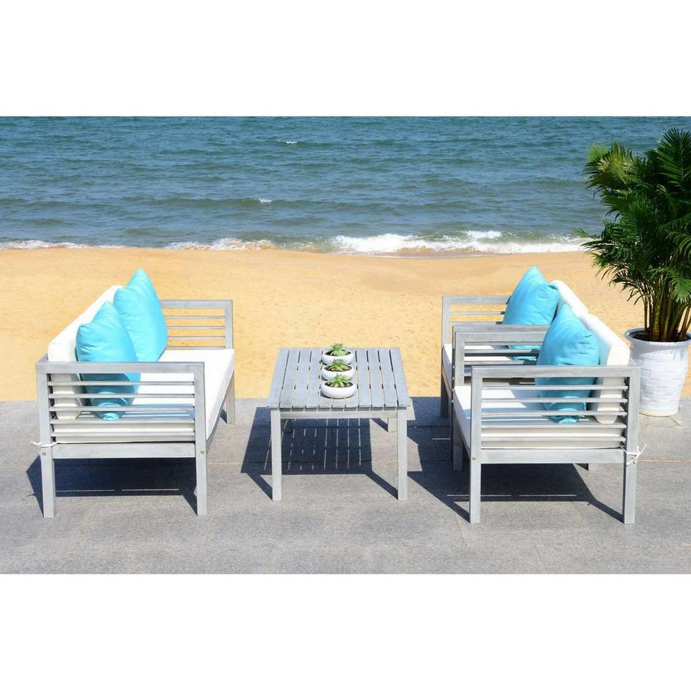 Safavieh Alda 4 Pc Outdoor Set With Accent Pillows | Outdoor Sofas, Loveseats & Sectionals | Modishstore - 10