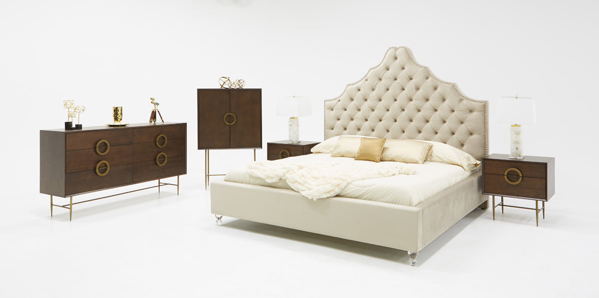 Modrest Sandra Transitional Light Grey Fabric Bed | Modishstore | Beds