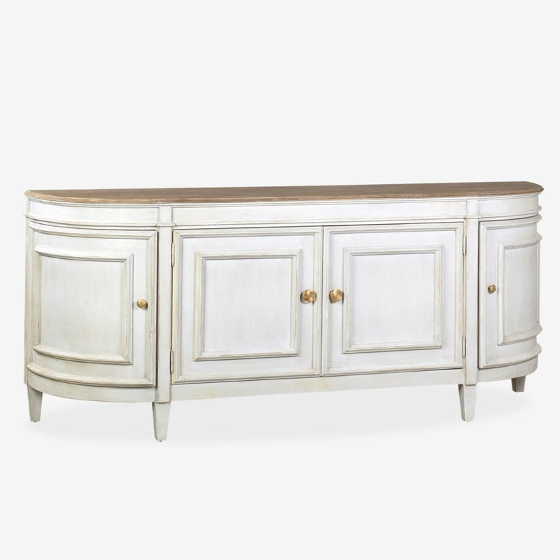 Claude Bow Front Bayur/Mindi Veneers Sideboard, White by Jeffan | Sideboards | Modishstore